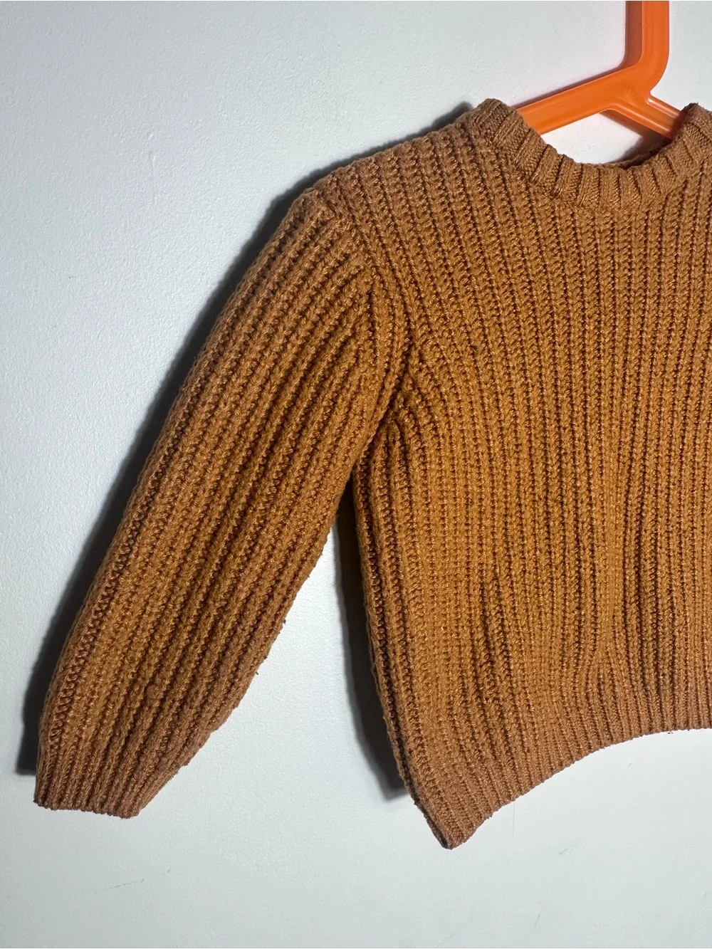 Zara Ribbed Crewneck Sweater - Camel Brown